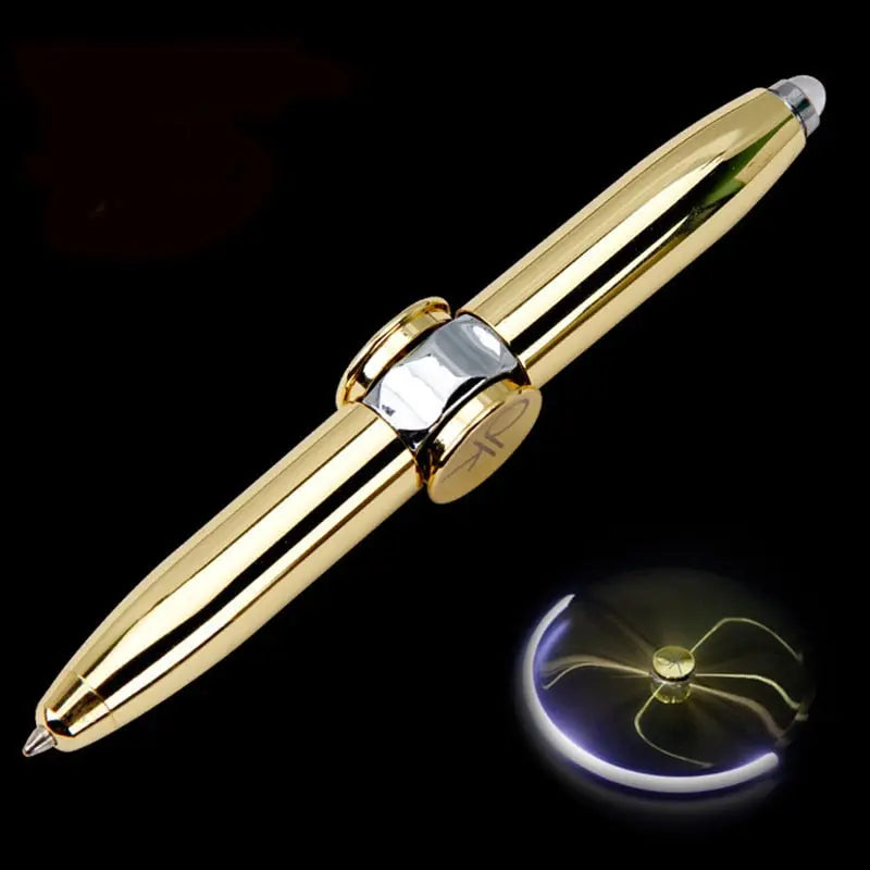 1pcs Creative Multi-Function LED Rotate Decompression Gyroscope Metal Ballpoint Pen Fashion Office School Supplies Writing Pens serve a voce